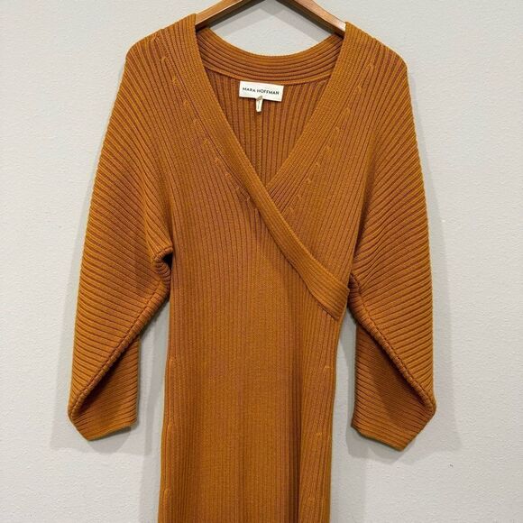 Mara Hoffman‎ Samira Long Sweater Dress Medium Long Sleeve V-Neck Knit Midi - Picture 10 of 15